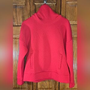 Gap Fit Red Geometric Accents Pockets Cowl Neck Front Pockets Hoodie sz S